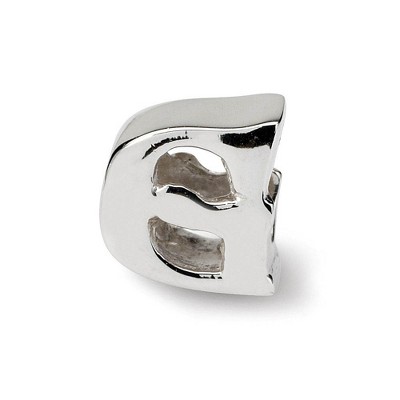 Black Bow Jewelry Sterling Silver Letter G Polished Bead Charm, 10mm