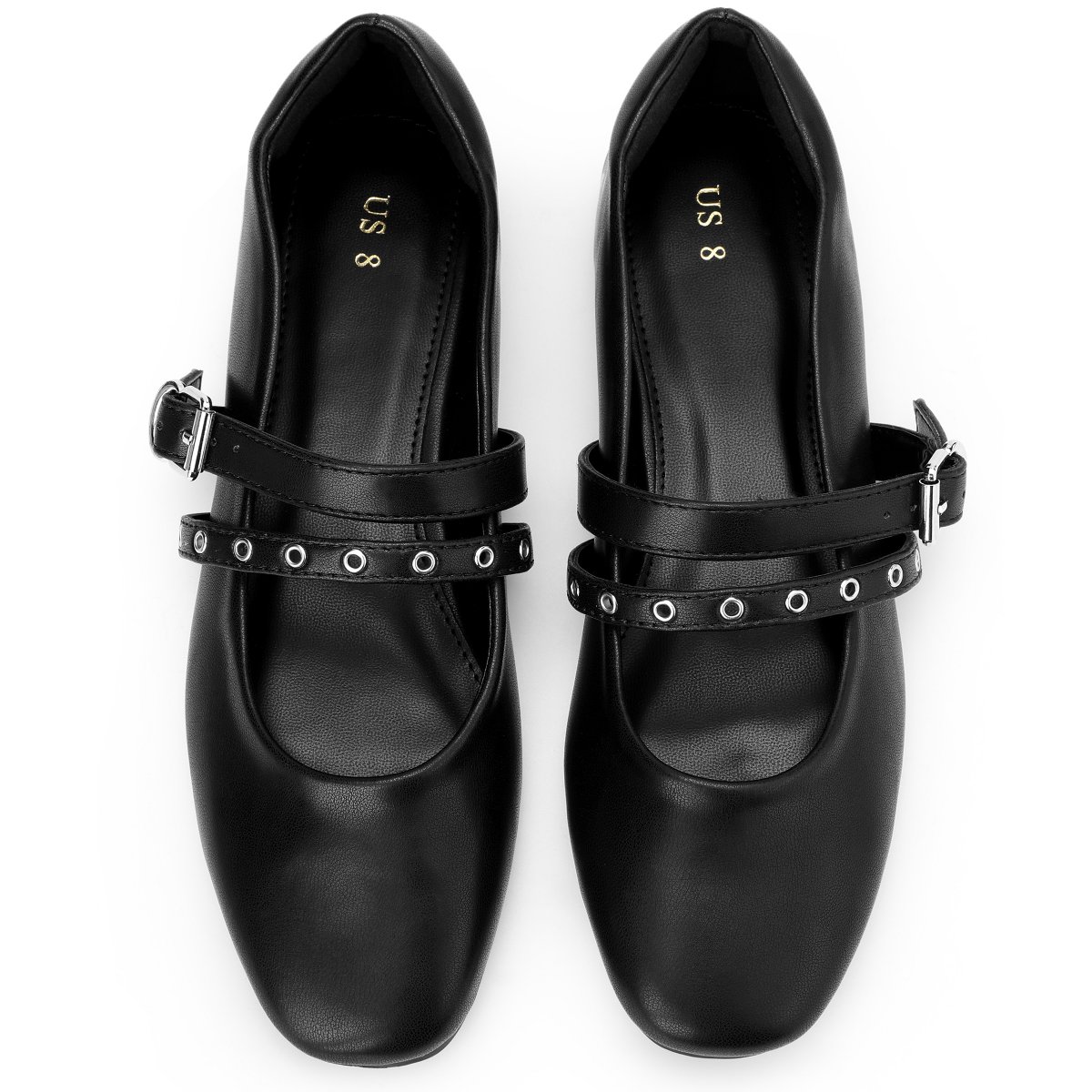 Женские туфли BLISSFUL STEP Ballet Flats Pumps Buckle Mary Jane Dress Shoes for Women 9 Black — фото 3