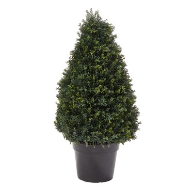 Photo 1 of Artificial Cypress Topiary-37? Tower Style Faux Plant in Sturdy Pot - Realistic Indoor or Outdoor Potted Shrub-Home Decor by Pure Garden