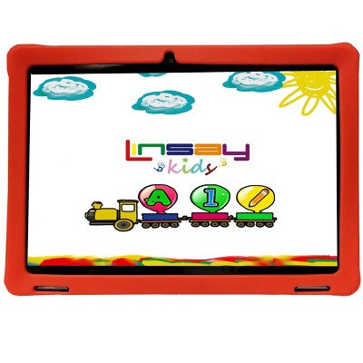 LINSAY 10.1"Octa Core 128GB Storage Android 14 Tablet with Yellow Kids Defender Case