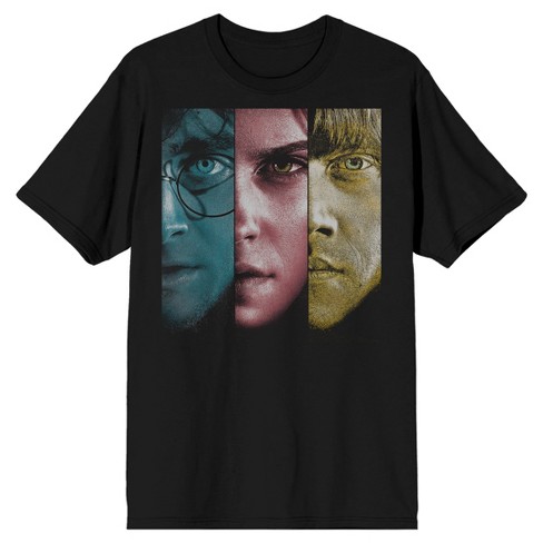 Harry Potter Faces Graphic Men's Black T-Shirt-Small