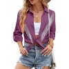 Nlife Womens Rhinestone Fringe Shirt Top Western Cowgirl Cowboy Rodeo Sparkly Tassel Long Sleeve Button Down Shirts Nashville Country Concert Outfit - 2 of 4