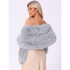 Allegra K Women's Faux Fur Elegant Wedding Cocktail Party Scarf Wrap Cape Shoulder Shawl - 4 of 4