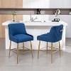 SEYNAR Modern Velvet 37'' H Metal Leg Counter or Bar Stools Set of 2 - 2 of 4