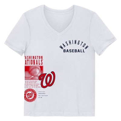 MLB Washington Nationals Girls' White V-Neck T-Shirt