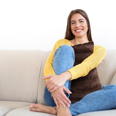 Chocolate Faux Fur Lumbar Throw Pillow Cover