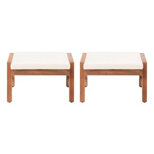 Christopher Knight Home 22.25"x13.5" 2pc Temecula Acacia Wood Outdoor Patio Ottomans with Cushion Brown/Cream - 1 of 4
