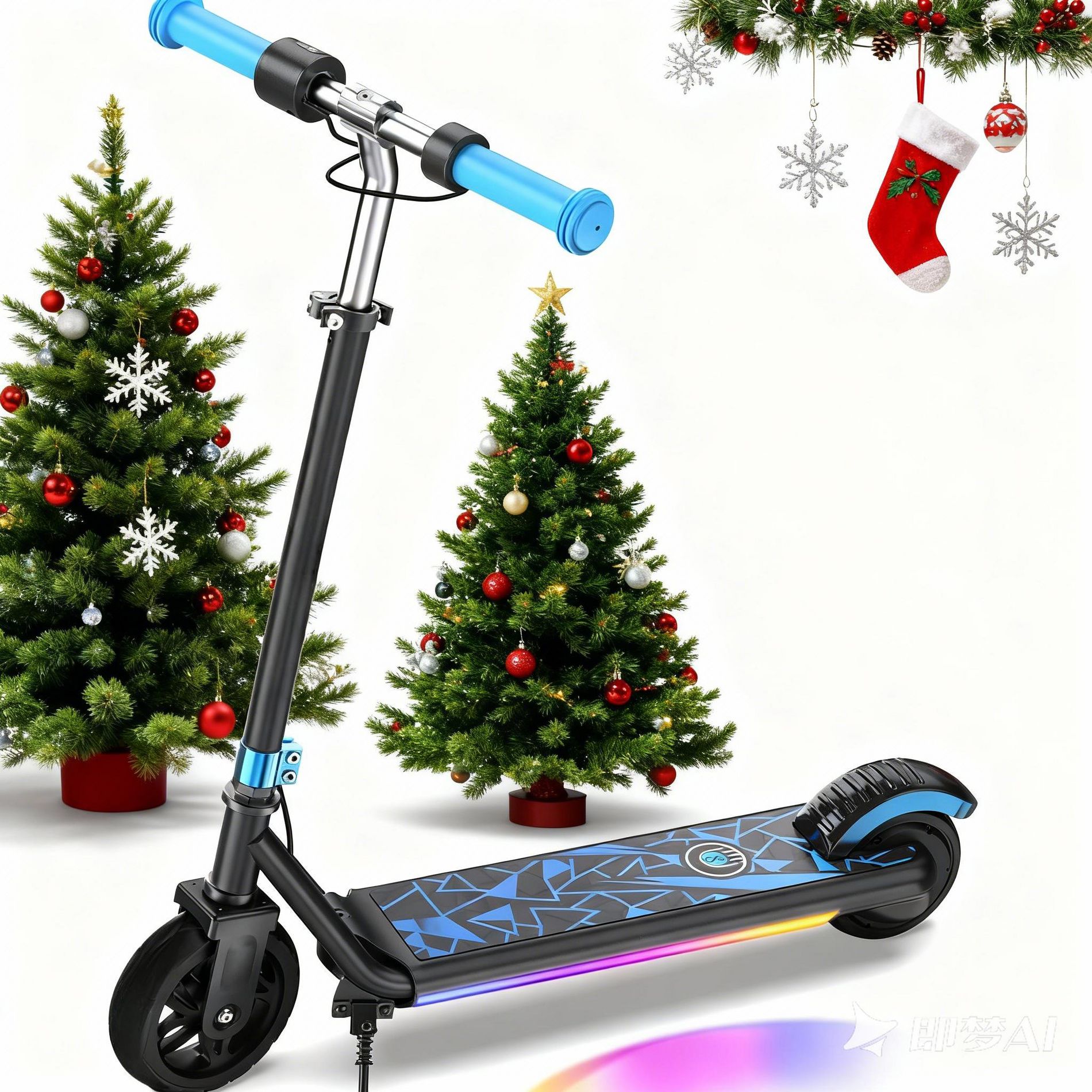 Mastgoal Electric Scooter for Kids, 150W Motor 10mph Speed Electric Scooter with Adjustable Handlebar and LED Light, Best Gift for Kids-Blue