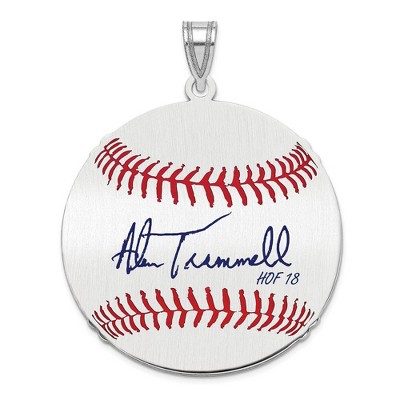 Black Bow Jewelry Sterling Silver Alan Trammell Signature LG Enamel Baseball Pendant
