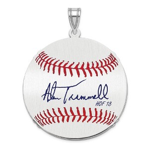 Black Bow Jewelry Sterling Silver Alan Trammell Signature LG Enamel Baseball Pendant - 1 of 4