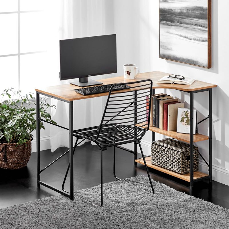 mDesign L-Shape Home Office Corner Desk with Shelves, 2 of 6