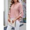 Clearlove Womens 3/4 Sleeve V Neck Casual Hollow Out Front Knit Embroidered Blouses Shirts Beach Cover Up Tshirts - 4 of 4