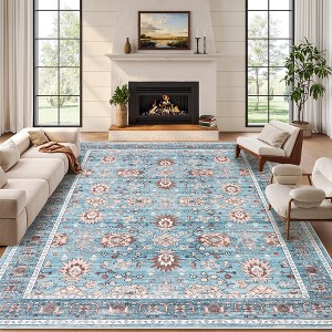 Coucheta Vintage Rug Washable Rug, Non Slip Non Shedding Indoor Carpets, Soft Non Shedding Floor Covering, Low Pile Thin Foldable Printed Mat - 1 of 4