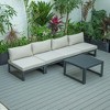 LeisureMod Chelsea 5-Piece Outdoor Patio Sectional Set with Coffee Table – Black Aluminum Frame, Cushions, Weather-Resistant - 2 of 4