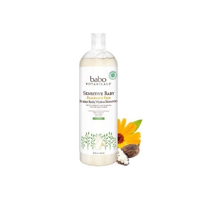 Image of Babo Botanicals Sensitive Baby Bubble Bath Wash & Shampoo Fragrance Free - 15oz
