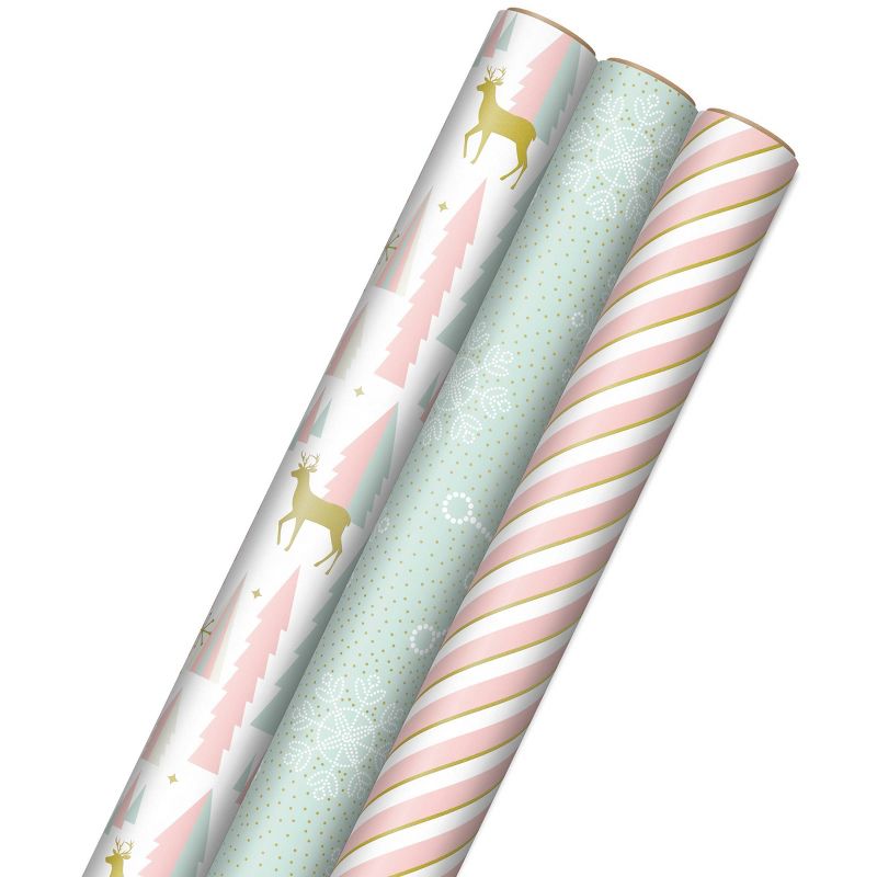 Hallmark Pink Christmas Wrapping Paper, 1 of 8