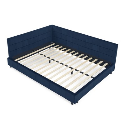 VYNXARIA Cozy Queen - Size Sofa Bed in Dark Blue Velvet: Tufted Comfort, Ideal for Bedroom and Living Room Relaxation