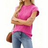 Women's Crewneck Ribbed Knit Top Casual Short Sleeve T-Shirt - 2 of 4
