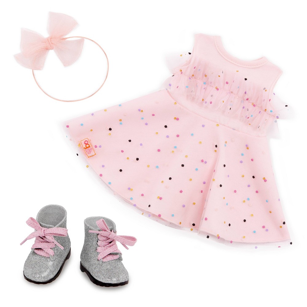 Photos - Doll Accessories Our Generation Dolls Our Generation Pink & Colorful Confetti-Print Dress Outfit for 18'' Dolls 