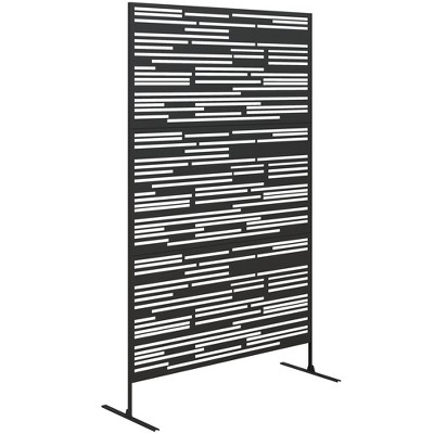 Outsunny Decorative Metal Outdoor Privacy Screen, Freestanding Privacy Fence Screen Outdoor Divider with Stand, 78" H x 48" W