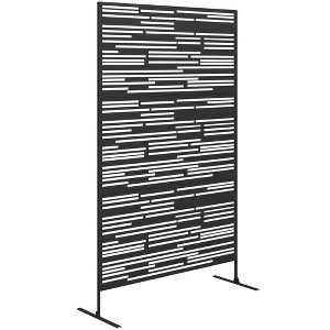 Outsunny Decorative Metal Outdoor Privacy Screen, Freestanding Privacy Fence Screen Outdoor Divider with Stand, 78" H x 48" W - 1 of 4