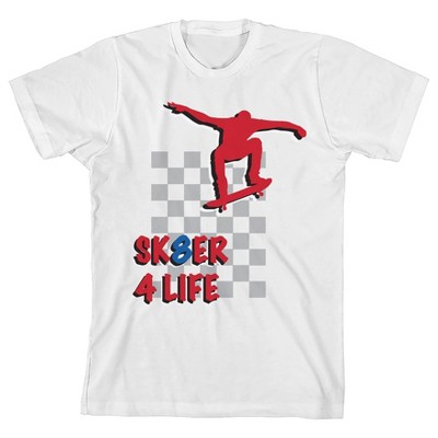 Sk8er 4 Life Youth White Short Sleeve Crew Neck Tee
