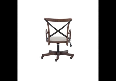 Carson Gray-Washed Wood and Fabric Café-Style Office Chair