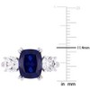 EVERLY JEWELRY  | 10K White Gold 6 1/10 CT TGW Created Blue Sapphire Created White Sapphire Fashion Ring - 3 of 4