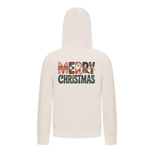 Everyday Kids Christmas Collection Merry Christmas Zip Up Hoodie – Holiday Sweatshirt - Off White - 1 of 1