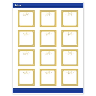 Avery Square Cards, 2" x 2", Gold-Metallic Ornaments, Matte, 120ct