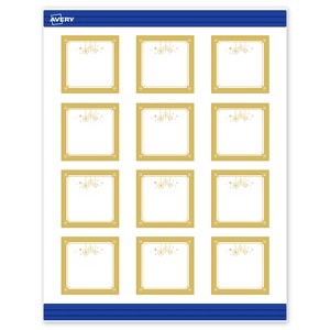 Avery Square Cards, 2" x 2", Gold-Metallic Ornaments, Matte, 120ct - 1 of 4