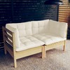 vidaXL 2-Seater Patio Sofa with Cream Cushions - Solid Pinewood Construction, Modular Design for Customizable Configurations - 2 of 4