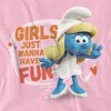 The Smurfs Smurfette Girls Just Wanna Have Fun Adult T-Shirt Pink - 2 of 4