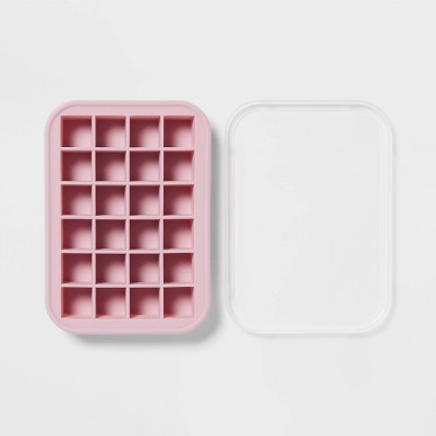 Image of Silicone Cube Ice Tray with Lid Pink - Room Essentials™