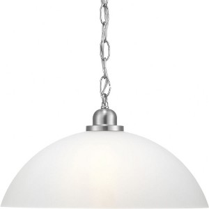 Progress Lighting, Classic Collection, 1-Light Pendant, Brushed Nickel, Etched Glass Shade - 1 of 4