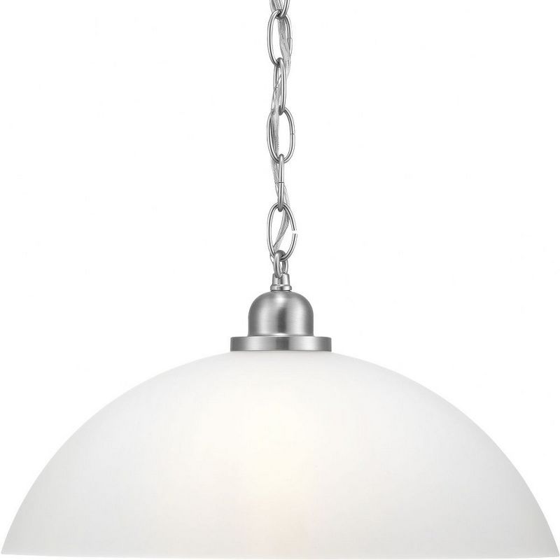 Progress Lighting, Classic Collection, 1-Light Pendant, Brushed Nickel, Etched Glass Shade, 1 of 5