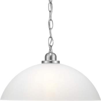 Progress Lighting, Classic Collection, 1-Light Pendant, Brushed Nickel, Etched Glass Shade