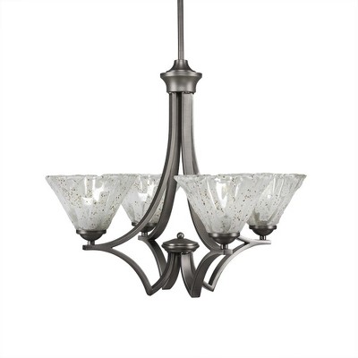 Toltec Lighting Zilo 4 - Light Chandelier in  Graphite with 7" Italian Ice Shade