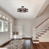 PAKOKULA Farmhouse Industrial 18.31 in. 3-Light Black and Brown Hexagon Cage Semi-Flush Mount Ceiling Light - 4 of 4