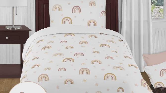 Sweet Jojo Designs Girl Baby Crib Bedding Set - Boho Rainbow Collection 4pc, 2 of 8, play video