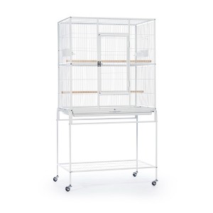 Powder-coated steel construction Flight Cage w/ Stand - White - 1 of 4