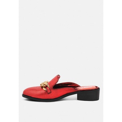 Женские сабо Rag & Co Aksa Chain Embellished Metallic Leather Mules 7 — фото 4