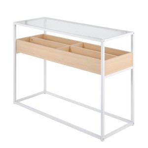 Lyngins Narrow Clear Glass Entryway Table with 4 Storage Shelves,Stylish Minimalist Console Table for Living Room - 1 of 4