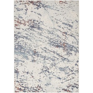 Nourison Motion Modern Brush Indoor Area Rug Ivory Blue 5'3" x 7' - 1 of 4