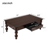 Sapphtopaz Retro Coffee Table with Storage Drawer Rectangular Wooden Center Table with Solid Wood Gourd-Shaped Legs Coffee Bar for Living Room - 2 of 4