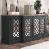 Galano 4-Door Accent Sideboard with Mirrored Cut-Out Doors 60.4" W × 18.2" D × 29.3" H - 2 of 4