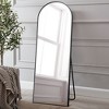 PexFix 64"x21" Aluminum Alloy Thin Frame Right Angle Arched Full Length HD Glass Floor Mirror Modern Decor for Bedroom Living Room Entryway Black - 3 of 4