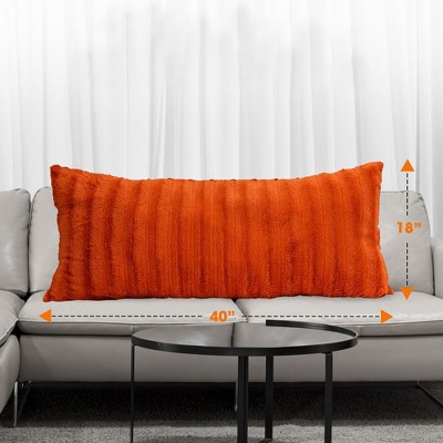 Rust Faux Fur 18" x 40" Decorative Body Pillow