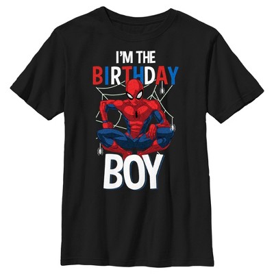 Boy's Marvel Birthday Boy Spider-man T-shirt - Black - Small : Target