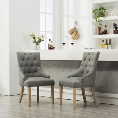 NicBex Dining Chairs Set of 2 Upholstered Chair Tufted Solid Wood Wingback Hostess Chairs with Nail Heads Suitable for Kitchen